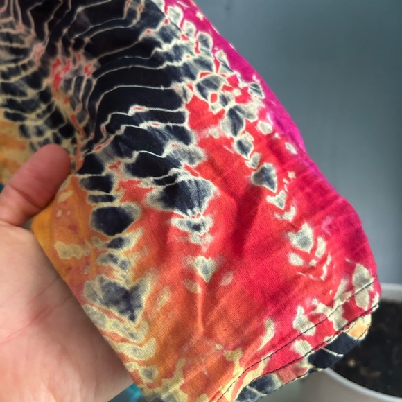 Boho Colorful Women's Indian Blouse Tie Dye & Black Accents Large Free Size - Picture 7 of 16